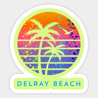 Delray Beach Palm Tree Sunset Family Cool Coastal Vacation Souvenir Sticker